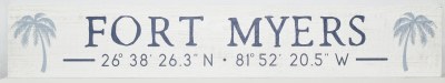 8" x 46" "Fort Myers" Latitude and Longitude Coastal Poarch Board