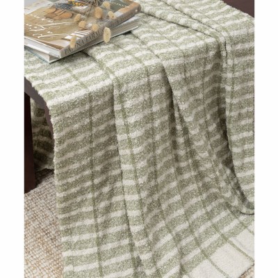 50" x 60" Green and Ivory Stripes Throw Blanket