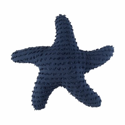 25" Navy Starfish Shape Decorative Coastal Pillow