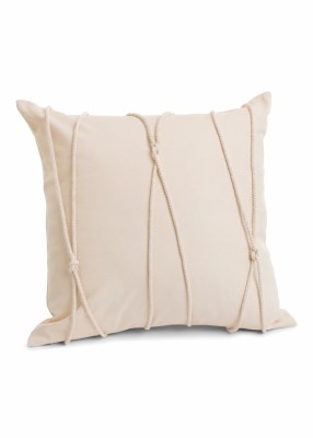 18" Sq Rope Knots on Beige Decorative Coastal Pillow