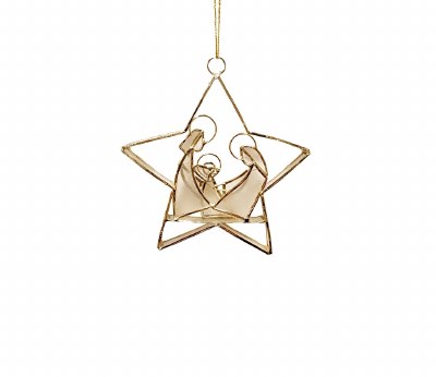 4" Gold Capiz Shell Nativity Scene Ornament