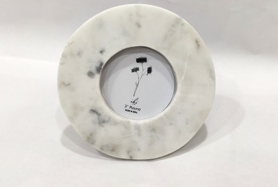 3" Round White Marble Picture Frame