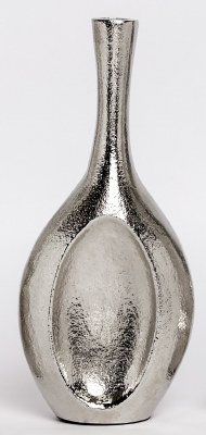 Silver Aluminum Concave Vase