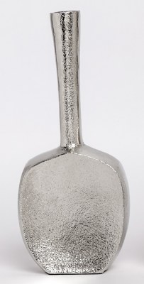 Silver Aluminum Flat Vase