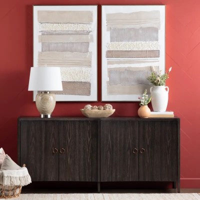 78" Dark Brown Four Door Credenza