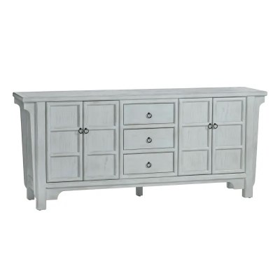 78" Light Blue Four Door Three Drawer Credenza