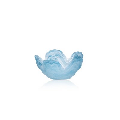 7" Round Light Blue and White Glass Bowl