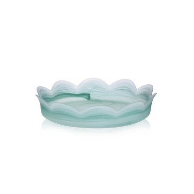 13" Round Glass Alabaster Dish