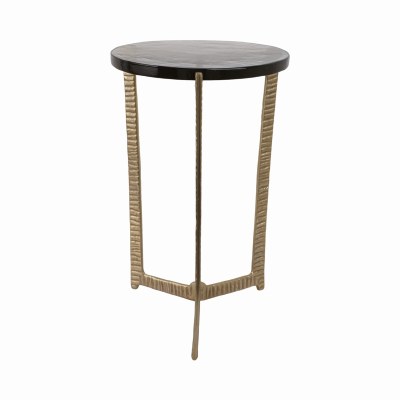 13" Round Glass Top and Gold Metal Legs End Table