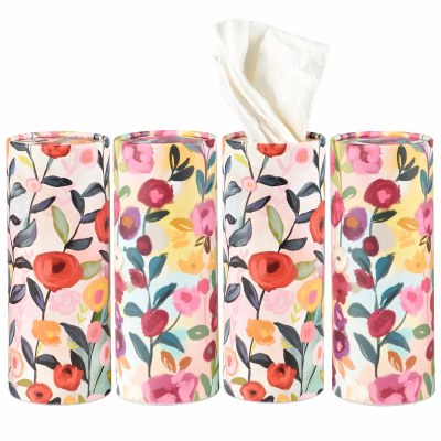 Set of Four Large Flower Print Car Tissue Boxes