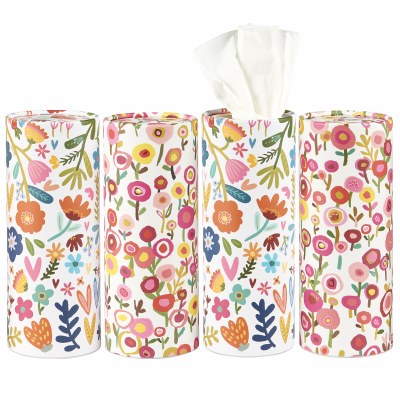 Set of Four Small Flower Print Car Tissue Boxes