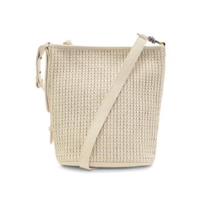 11" x 11" White Collins Braided Bucket Crossbody Bag