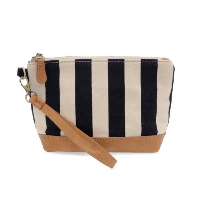 6" x 8" Black Striped Canvas Wristlet