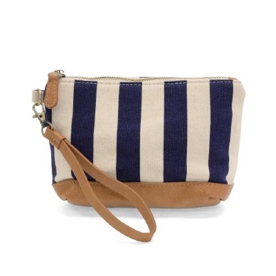 6" x 8" Navy Striped Canvas Wristlet