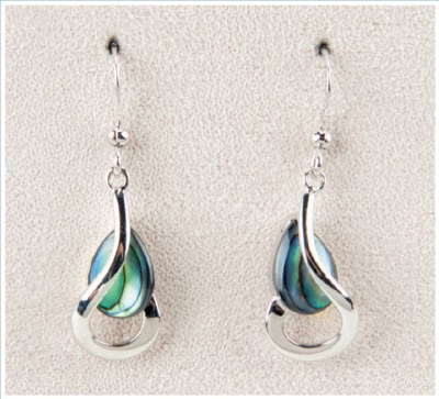 Silver Toned and Abalone Enamel Freedom Earrings