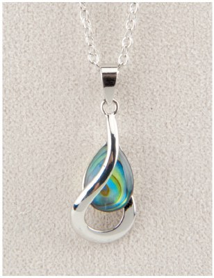 Silver Toned and Abalone Enamel Freedom Necklace