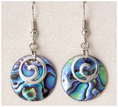Silver Toned and Abalone Enamel Eternity Earrings