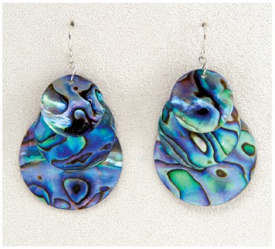 Silver Toned and Abalone Disk Earrings