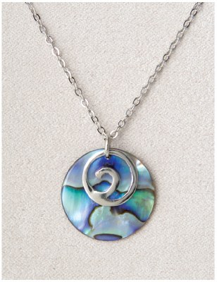Silver Toned and Abalone Enamel Eternity Necklace