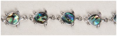 Silver Toned and Abalone Enamel Sea Turtle Bracelet