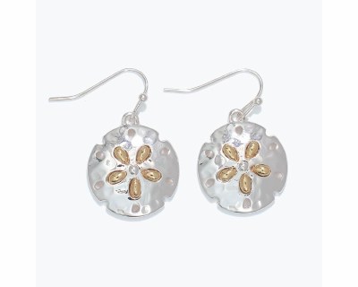 Silver and Gold Toned Sand Dollar Earrings
