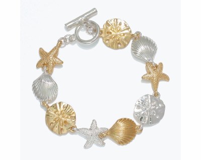 Silver and Gold Toned Sealife Bracelet