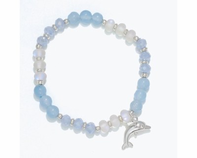 Silver Toned and Blue Dolphin Bracelet