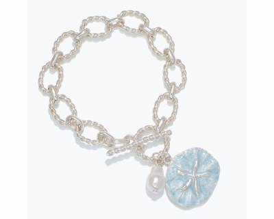 Silver Toned Links and Sand Dollar Bracelet
