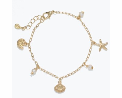 Gold Toned Dangle Sealife Charms Bracelet