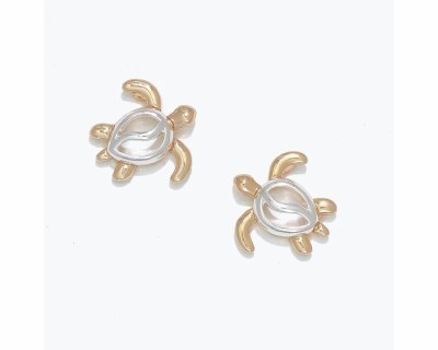 Silver and Gold Toned Sea Turtle Earrings
