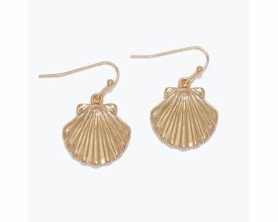 Gold Toned Scallop Shell Earrings