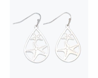 Silver Toned Starfish Outline Earrings