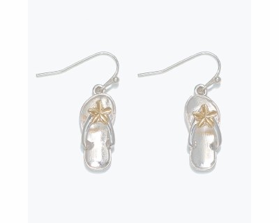 Silver and Gold Toned Flip Flop Earrings