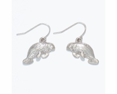 Silver Toned Manatee Earrings