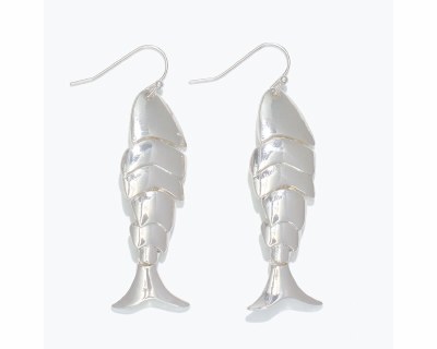 Silver Toned Dangle Fish Earrings