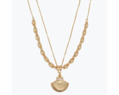 Gold Toned Scallop Shell Necklace