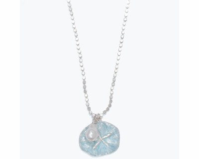 Silver Toned and Blue Sand Dollar Necklace
