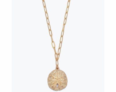Textured Gold Toned Sand Dollar Necklace