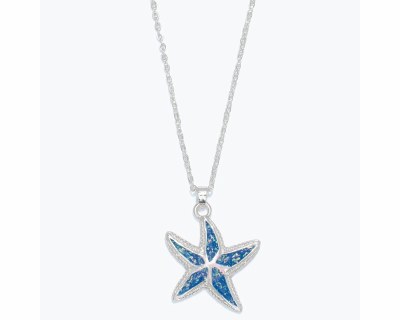 Silver Toned and Blue Starfish Necklace