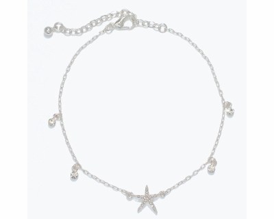Silver Toned Starfish Bling Anklet
