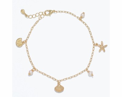 Gold Toned Dangle Sealife Charms Anklet