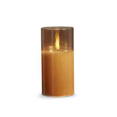 3" x 6" LED Gold Glass Pillar Candle