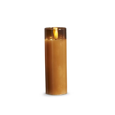 2" x 6" LED Gold Glass Pillar Candle