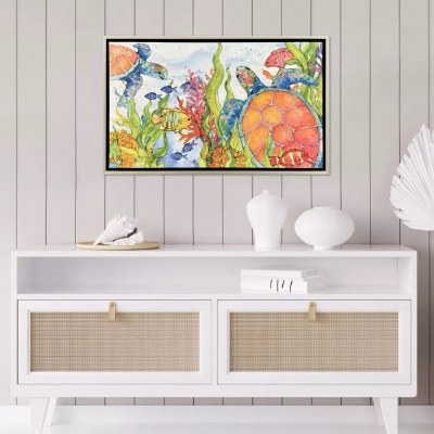 22" x 36" Under the Sea Coastal Canvas in a Silver Frame