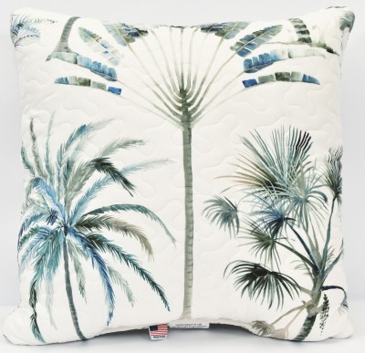 20" Sq Green Palm Trees Decorative Coastal Pillow