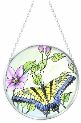 5" Round Trail Vines Botanical Glass Suncatcher