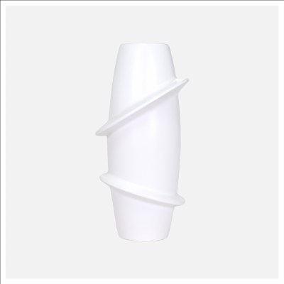 17" White Ceramic Rings Vase