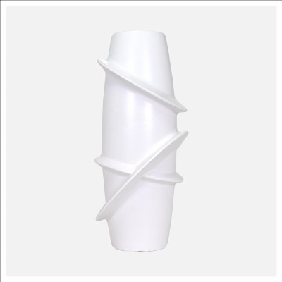 21" White Ceramic Rings Vase