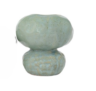9" Green Two Blob Ceramic Vase
