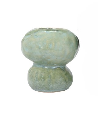 5" Green Two Blob Ceramic Vase